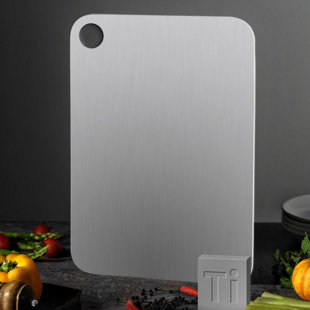 DILAND Titanium Cutting Board 14.2" X 9.8", 100% Pure Titanium Cutting Boards For Kitchen Double Sided Food Grade Hygiene & Durability Titanium Chopping Cutting Board For Meat Veggies Fruits