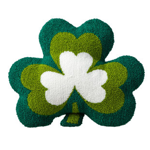 FLEUR DE LIS LIVING 14"L St. Patrick's Hooked Shamrock-Shaped Pillow