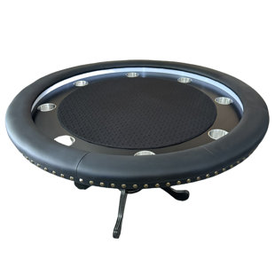 IDS ONLINE CORP LED Round Poker Table with Jumbo Size Cupholder Speed Cloth for 8 Players