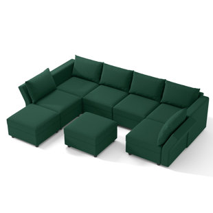 AINFOX 116" W 8 Piece Upholstered Modular Sectional Sofa With Storage