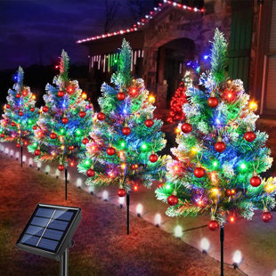 ZEKI SHOGGY Upgraded 4-Packs Solar Christmas Tree Pathway Lights Outdoor Christmas Decorations Waterproof