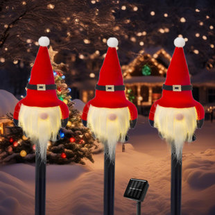 ZEKI SHOGGY Solar Christmas Snowman Lights Outdoor Decorations, Set Of 3 Led Stake Lights