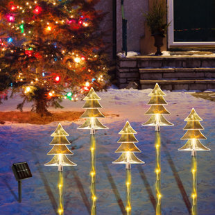 ZEKI SHOGGY Christmas Solar Stake Lights, 5 Pack Waterproof Landscape Christmas Lights