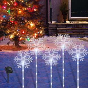 ZEKI SHOGGY Christmas Snowflake Pathway Lights, 5 Pack Solar Christmas Stake Markers