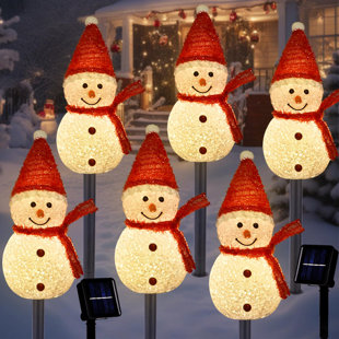 ZEKI SHOGGY Solar Christmas Pathway Lights Outdoor Decor, Set Of 6 Led Snowman Stake Lights