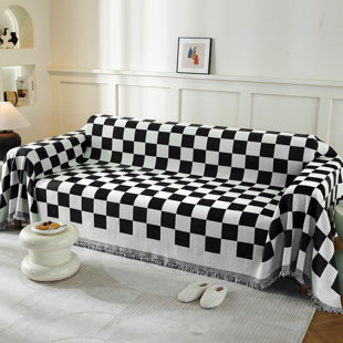 FAST APPLIANCES LLC Boho Couch Cover Chenille Sofa Covers For Dogs Couch Covers For 3 Cushion Couch Sofa Pet Friendly Sofa Slipcover L Shaped Couch Covers For Sectional Sofa Couch Protector(Black,71"X136")
