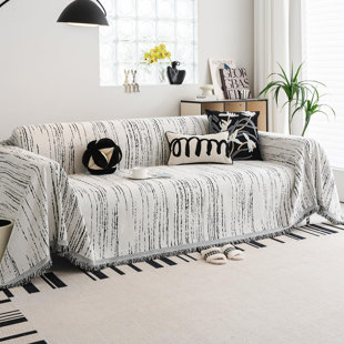 FAST APPLIANCES LLC Couch Covers For 3 Cushion Couch Sofa Pet Friendly, Sofa Covers Washable Loveseat, Chenille Couch Cover For L Shaped Couch, Sofa Slipcovers For 2 Cushion Couch (71" X 118", White)