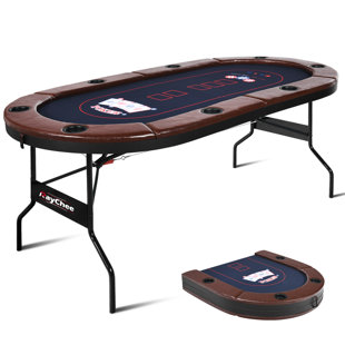 RayChee 71" 8-Player Foldable Poker Table with Padded Rails and Cup Holders