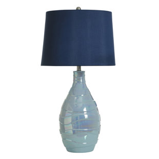 STYLECRAFT HOME Norman Wyatt Home - Crest - Ceramic Table Lamp - Pearlescent Blue - Blue Shade