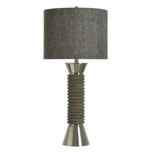 STYLECRAFT HOME Norman Wyatt Home - Ridgeland - Poly Table Lamp - Garrison Gray with Silver Steel - Gray Shade