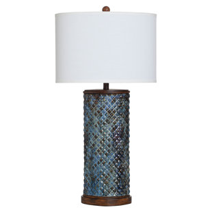 STYLECRAFT HOME Ceramic Table Lamp - Blue Opal - White Shade