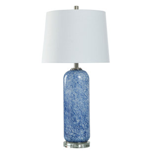 STYLECRAFT HOME Windjammer Blue - Glass Table Lamp - White Shade