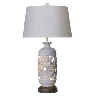 STYLECRAFT HOME Tropic White - Poly Table Lamp - Heathered Oatmeal Shade