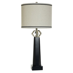 STYLECRAFT HOME Norman Wyatt Home - Icon - Table Lamp - Black with Silver Poly - Gray Shade