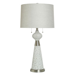 STYLECRAFT HOME Twin Pull Transitional Table Lamp - Rhea Silver - White Shade