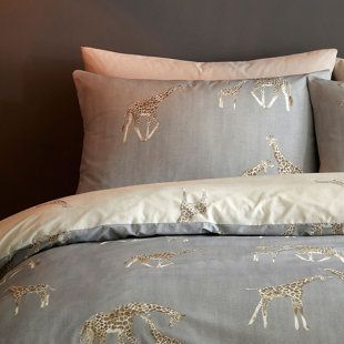 FUSION Milo Giraffe 52% Polyester, 48% Cotton Animal Print Duvet Cover Set with Pillowcases