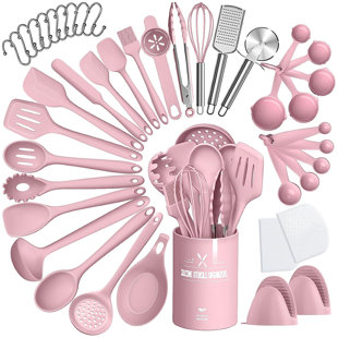 LYSBBDZSM 33 Pcs Silicone Cooking Utensil Set, Non-stick Heat Resistant, Dishwasher Safe, Bpa Free, Pink