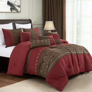 HOMECHOICE INTERNATIONAL GROUP 7 Pieces Embroidered Comforter Set Modern Color Block Patchwork Bed In A Bag