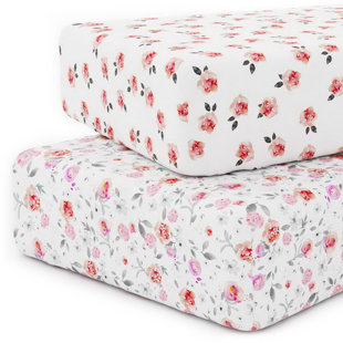 DECOR UR SPACE Premium Stretchy Bassinet Sheets For Baby Girl, Silky Comfort Cradle Sheets Fitted 18 X 36 For Oval, Rectangular, Hourglass Mattress, Hypoallergenic, Buttery Soft 2-pack (floral & Pale Pink)