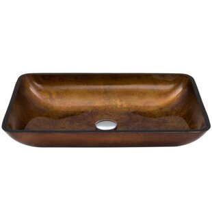 Legion Furniture 14'' Metallic Gold/Bronze Glass Rectangular Bathroom Sink