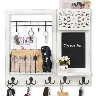 MERCURY CITY LLC Key Holder Wall Mount, Mail Organizer With 10 Hooks And Shelf, Wall Decorative Key Rack With Chalkboard