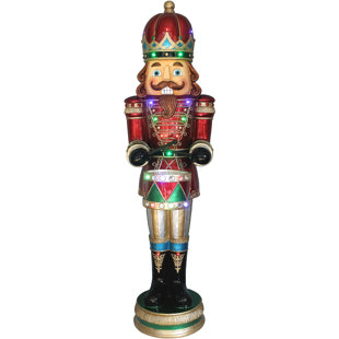 Fraser Hill Farm 5-Ft. Nutcracker Holiday Figurine with Moving Hands, Music, and LED Lights