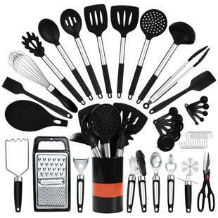 LYSBBDZSM 31 Pcs Silicone Cooking Utensil Set, Non-stick Heat Resistant, Dishwasher Safe, Bpa Free, Black