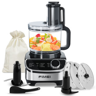 FIMEI Food Processor Chopping & Blender Combo, Versatile Blades For Slicing, Shredding, Large Caliber, 12-Cup 600W