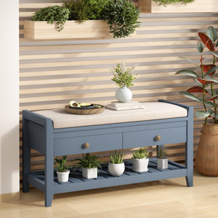 BLACKTAG CORP. Bayview Modern Cushioned Solid Wood Storage Bench