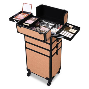 Byootique 4in1 Rolling Makeup Train Case Cosmetic Organizer