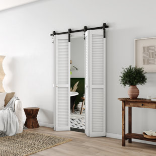 CHIC MODE Louver Bi-fold Barn Door Finished Interior Doors Slab with Hardware Kit