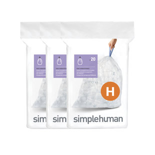 Simplehuman Code H, 60 Liners, 50% Recycled Custom Fit Bin Bags, 30-35L