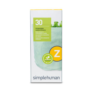 Simplehuman Code Z Compostable Liners, Pack Of 30 Liners, Compostable Food Waste Bin Bags, 4L, Green