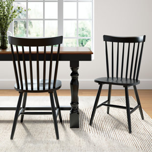 ROSALIND WHEELER Clairvin Transitional High Back Spindle Dining Chairs - Set Of 2