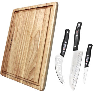 Miracle Blade World Class 4 Piece Professional Charcuterie Knife Set with Acacia Wood Board (Set of 4)