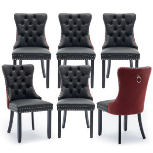 ROSDORF PARK High-end Tufted Velvet Upholstered Nailhead Dining Chair