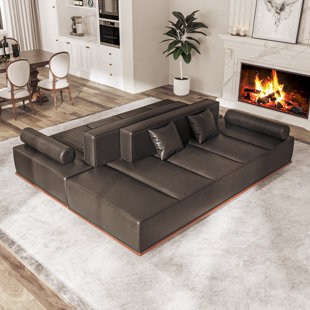 BAOFULIX Set Of 2 Versatile Convertible Sofa Bed Black Daybed Couch Chaise With 3 Pillows