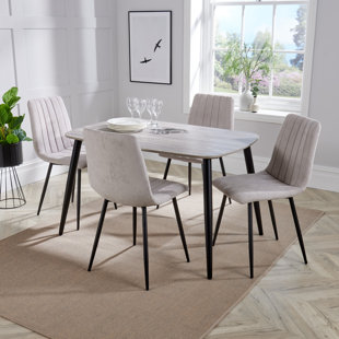 CORE PRODUCTS Aspen 1200mm Oak foiled rect. table & 4 fabric chair Set, 1xASTB3OK 4xASCH16-LGCF (Set of 5)