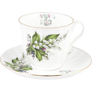 BUTTERCUP OF LONDON Flowers Of The Month Bone China Teacup and Saucer