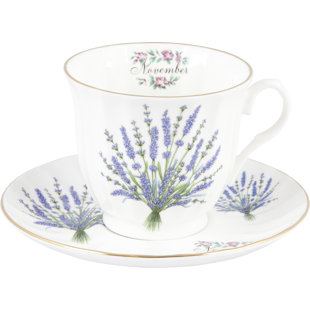 BUTTERCUP OF LONDON Flowers of the Month November 30cm Bone China Cup and Saucer