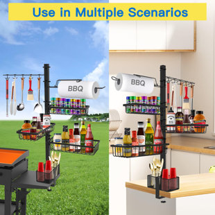 FREEPORT PARK® Griddle Accessories Set With Spice Racks, Paper Towel Holder, And Multi-Functional Tool Hook For Outdoor Grilling
