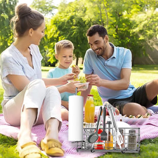 FREEPORT PARK® Stainless Steel BBQ Utensil Caddy – Adjustable, Rust-Resistant, Portable Storage Box For Grill, Picnic, And Camping