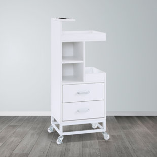 NEWACME LLC Salon Storage Rolling Utility Cart, Trolley Cart with Lockable Wheels & Tool Holders