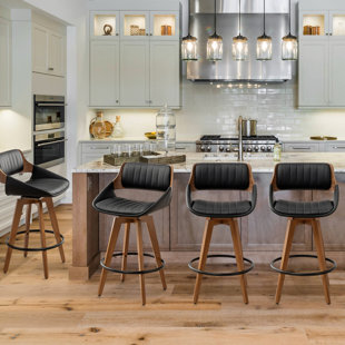 GEORGE OLIVER Jobani Swivel Upholstered Counter & Bar Stool(Set Of 4)