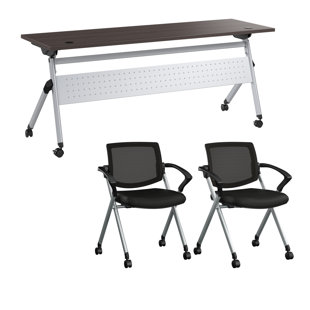 Bush Business Furniture Envision Training Table And 2 Folding Chairs With Arms