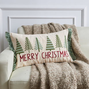 FRESHFOLDS Christmas Beaded Embroidered Throw Pillow