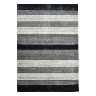 AMER RUGS Blend Striped Gray/Black Area Rug