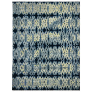 AMER RUGS Hermitage Dessavie Blue Sapphire Hand-Knotted Wool/Viscose Area Rug