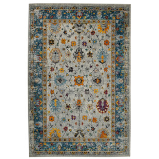 AMER RUGS Miranda Traditional Bordered Durable Performance Orange/Blue Area Rug