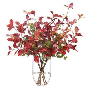 DIANE JAMES HOME Fall Beech And Laurel Leaves In Glass Vase